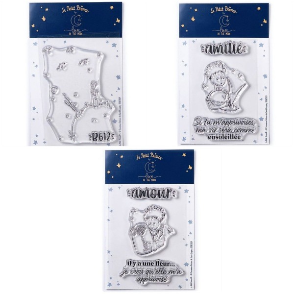 7 Tampons transparents Le Petit Prince et Astéroïd + Renard + Fleur - Photo n°1