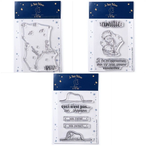 9 Tampons transparents Le Petit Prince et Astéroïd + Renard + Boa Eléphant - Photo n°1