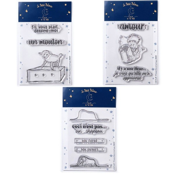 11 Tampons transparents Le Petit Prince et Mouton + Fleur + Boa Eléphant - Photo n°1