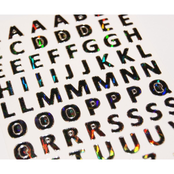 65 Stickers Alphabet Argent - 0,8 cm - Photo n°2