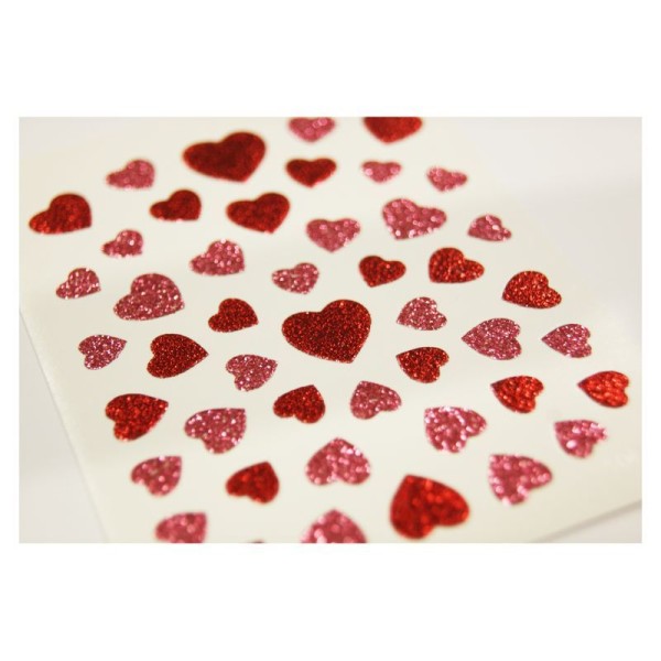Stickers - Coeurs et roses rouges - Paillettes - 7,5 x 10 cm - Photo n°2