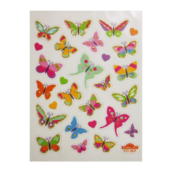 Stickers Papillons - Paillettes - 7,5 x 10 cm - Photo n°2