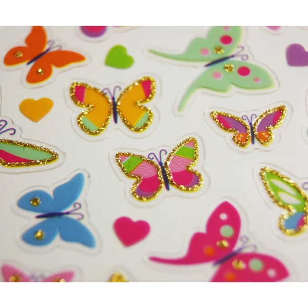 Stickers Papillons - Paillettes - 7,5 x 10 cm - Photo n°3