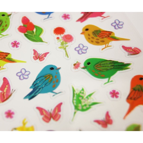 Stickers Oiseaux et fleurs - Paillettes - 7,5 x 10 cm - Photo n°2