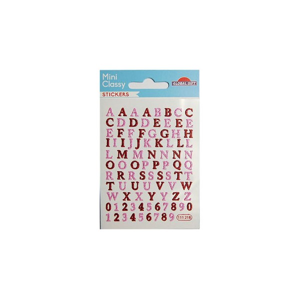 92 Autocollants - Alphabet - Rouge et Rose - Paillettes - 1,8 cm - Photo n°2