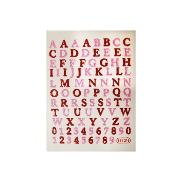 92 Autocollants - Alphabet - Rouge et Rose - Paillettes - 1,8 cm - Photo n°3