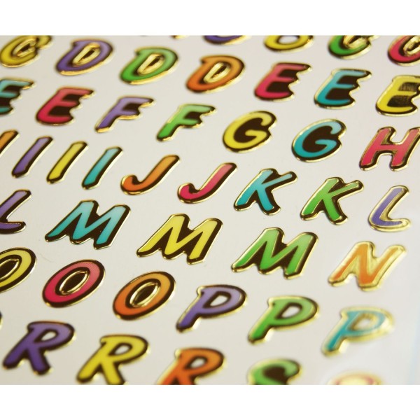 63 Autocollants - Alphabet Multicolore - Brillant - 1,8 cm - Photo n°4