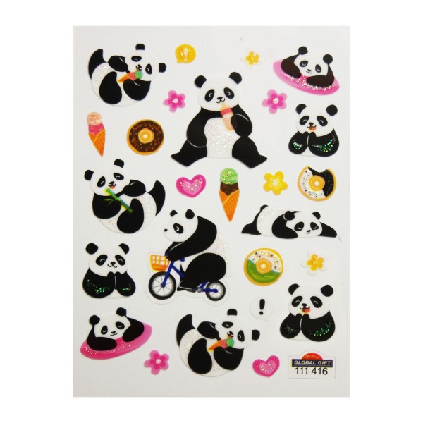 Autocollants - Pandas - Paillettes - 1,8 cm - Photo n°3