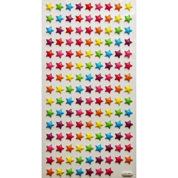 133 Autocollants - Relief 3D - étoiles multicolores - Paillettes - Photo n°2