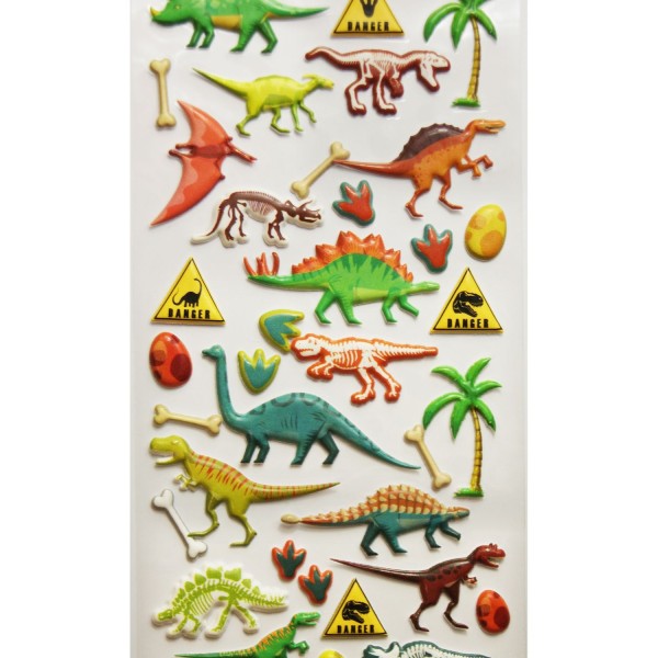 Autocollants réutilisables - Relief 3D - Dinosaures et fossiles - Photo n°2