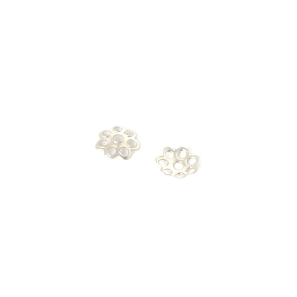 100 Calottes Perles Coupelles Fleur plaqué argent 8 mm - Photo n°1