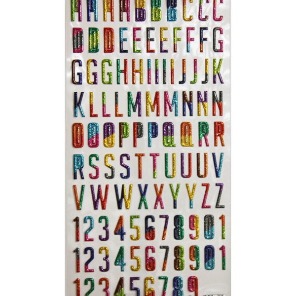 104 Autocollants réutilisables - Relief 3D - Alphabet - Multicolore - Paillettes - Photo n°2