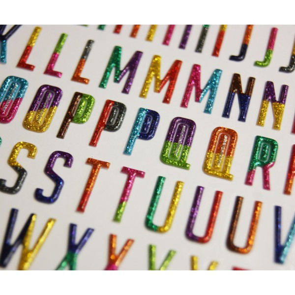 104 Autocollants réutilisables - Relief 3D - Alphabet - Multicolore - Paillettes - Photo n°3