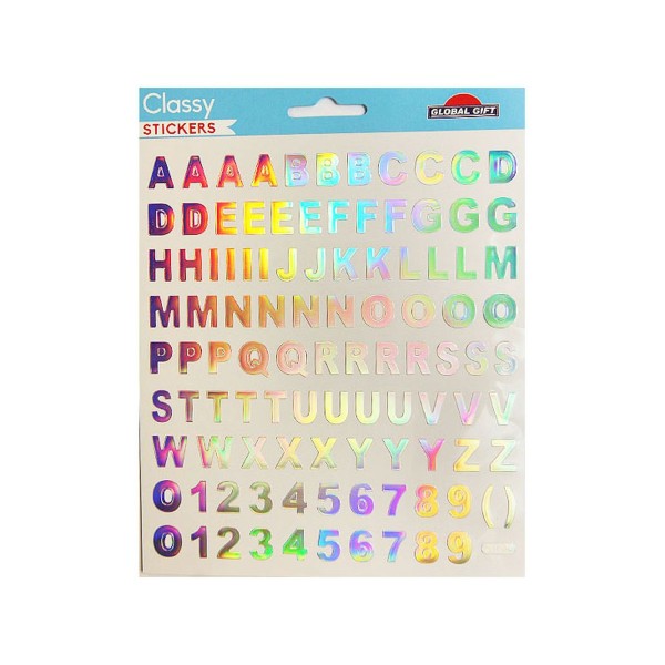 102 Autcollants - Alphabet & Chiffres - Multicolore - Holographique - Photo n°1