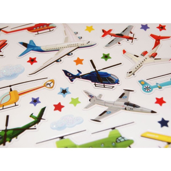 Autocollants - Avions et hélicopters - Paillettes et dorures - Photo n°2