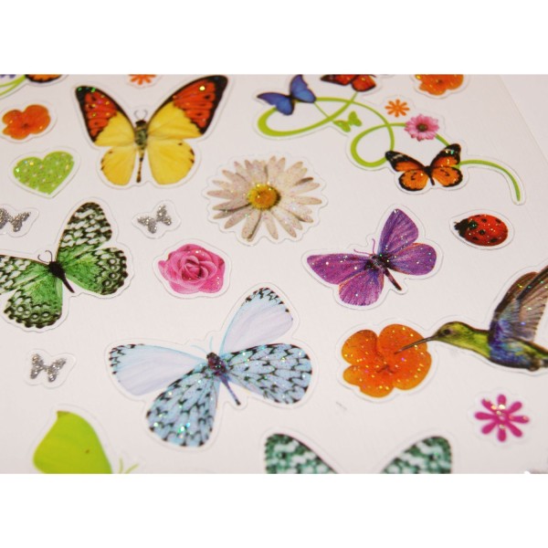 Autocollants - Papillons colorés - Paillettes - Photo n°2