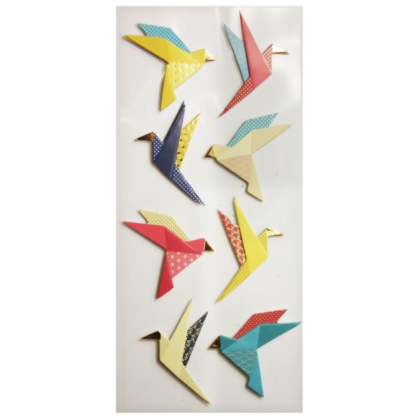 Autocollants en relief à paillettes - Origami oiseaux - Photo n°3