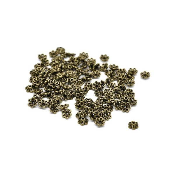 100 Calottes - Coupelles pour perles bronze - 6 mm - Photo n°1