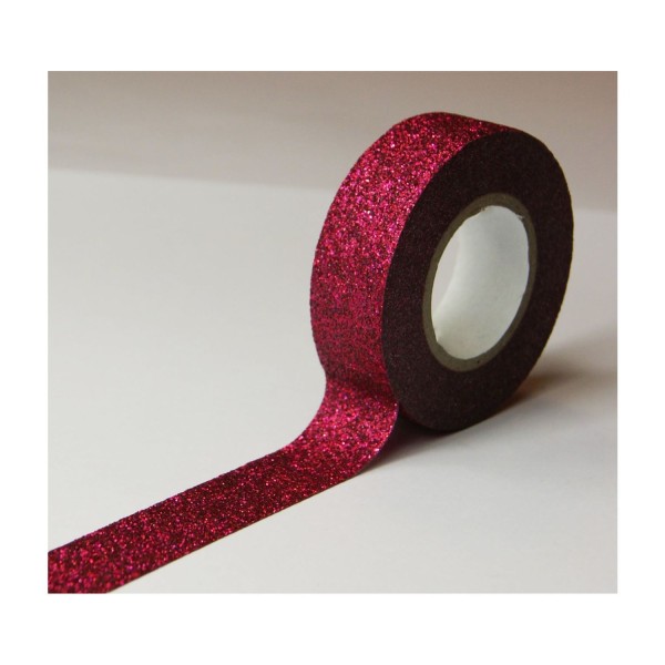 Masking tape - Rose foncé - Paillettes - Repositionnable - 15 mm x 10 m - Photo n°2