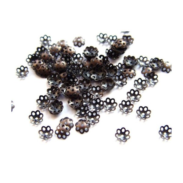 100 Calottes Perles Coupelles Fleur cuivre 6 mm - Photo n°1