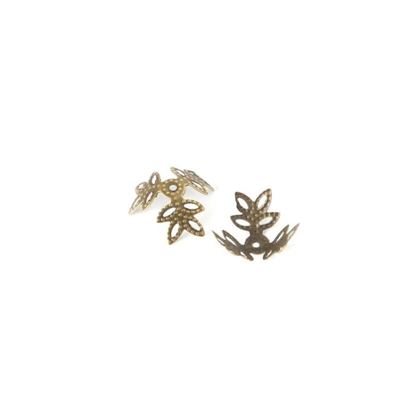 30 Accessoire Perles Coupelles 3 pétales bronze sans nickel - Photo n°1