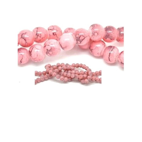 20 perles howlite en verre rose 6 mm - Couleur à effet tachetée - Photo n°1