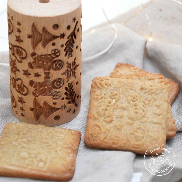 Mini rouleau à pâtisserie en bois - bonhomme pain d'épices - Photo n°2
