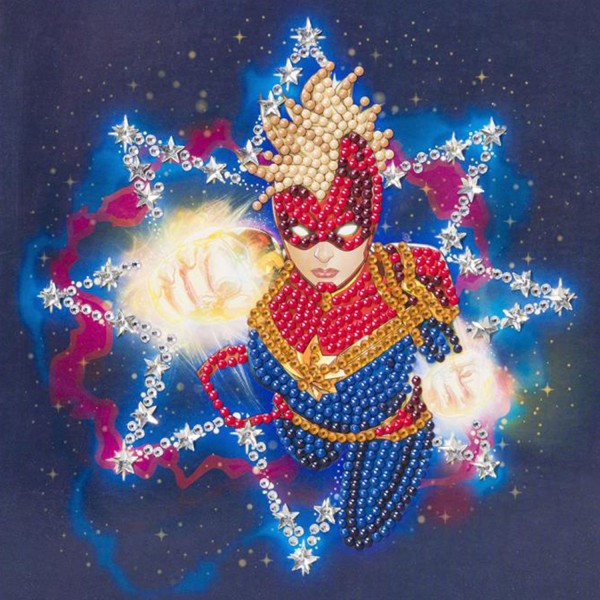 Carte Crystal Art à diamanter - Captain Marvel - 18 x 18 cm - Photo n°1