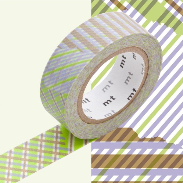 Masking tape rayé vert et lilas - 1,5 cm x 7 m - Photo n°1
