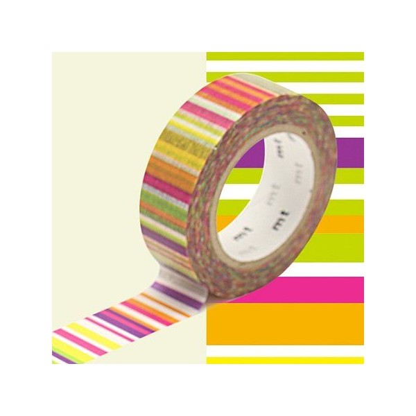 Masking tape multi lignes couleurs - 1,5 cm x 7 m - Photo n°1