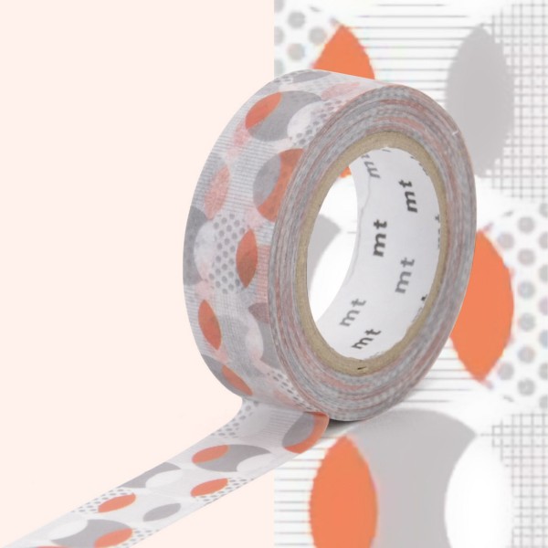 Masking tape - Cercles orange - 1,5 cm x 7 m - Photo n°1