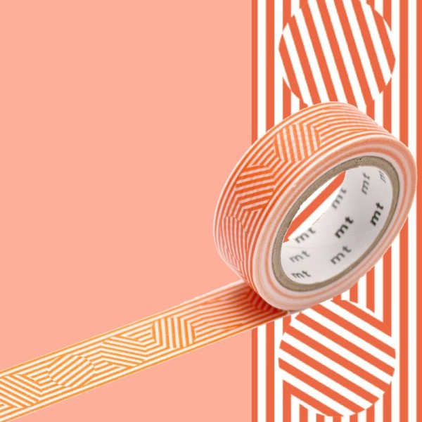 Masking tape lignes et cercles -  Orange - 1,5 cm x 7 m - Photo n°1