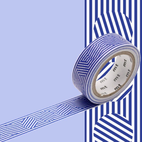 Masking tape lignes et cercles -  Bleu - 1,5 cm x 7 m - Photo n°1