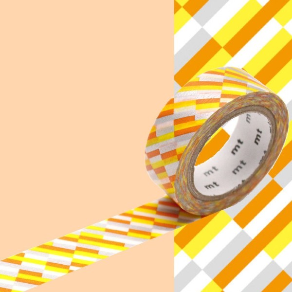 Masking tape mosaïque - Argent et orange - 1,5 cm x 7 m - Photo n°1