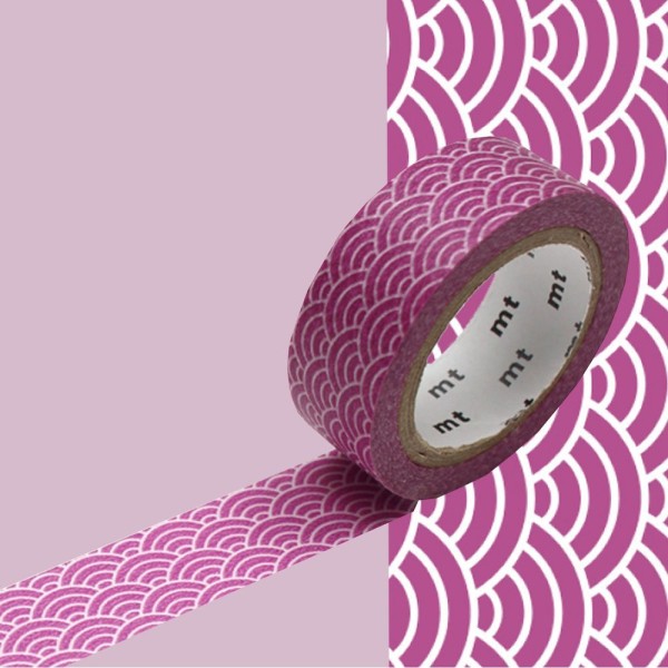 Masking tape vague Seigaiha - Violet - 1,5 cm x 7 m - Photo n°1