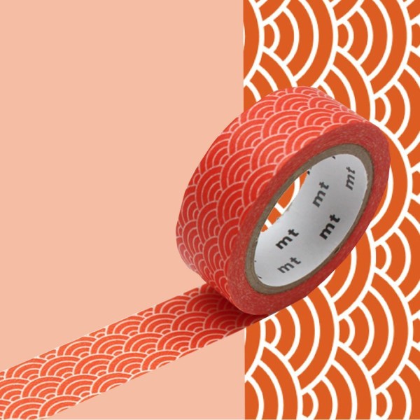 Masking tape vague Seigaiha - Orange - 1,5 cm x 7 m - Photo n°1