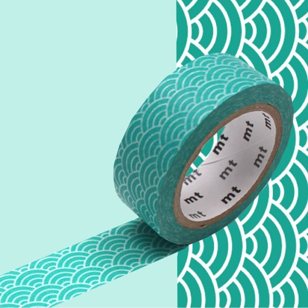 Masking tape vague Seigaiha - Vert - 1,5 cm x 7 m - Photo n°1
