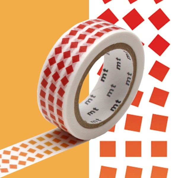 Masking tape carrés rouges sur fond blanc - 1,5 cm x 7 m - Photo n°1