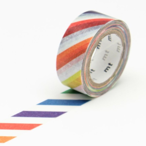 Masking tape KIDS - Hachures multicolores - 1,5 cm x 7 m - Photo n°1