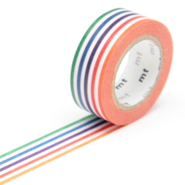 Masking tape KIDS - Lignes multicolores - 1,5 cm x 7 m - Photo n°1
