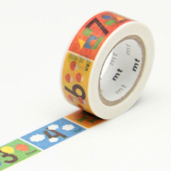 Masking tape KIDS - Nombres multicolore - 1,5 cm x 7 m - Photo n°1