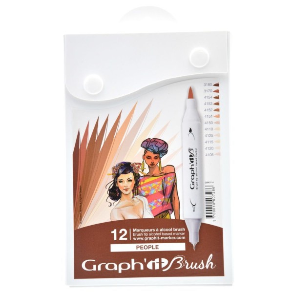 Set 12 marqueurs Graph'It Brush & Extra Fine - People - Photo n°1