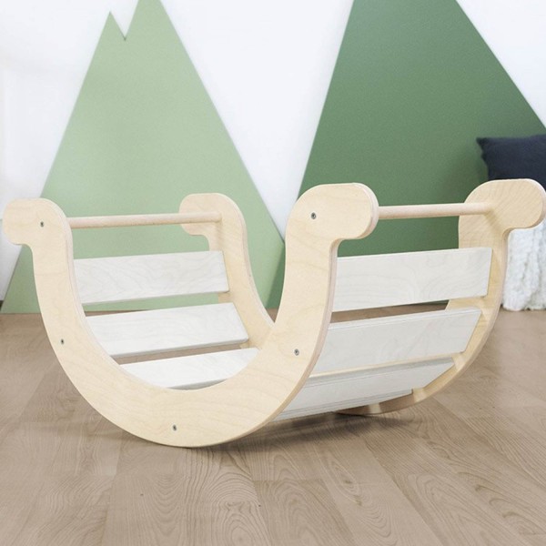 Planche d'équilibre Montessori YUPEE - bois massif - blanc - Photo n°1