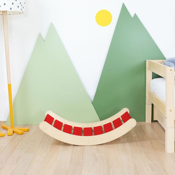 Planche d'équilibre Montessori ROKIT - bois massif - rouge - Photo n°1