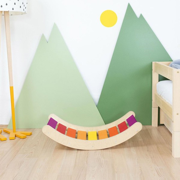 Planche d'équilibre Montessori ROKIT - bois massif - dégradé couleurs chaudes - Photo n°1