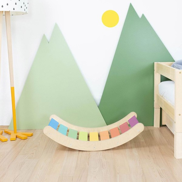 Planche d'équilibre Montessori ROKIT - bois massif - couleurs pastel - Photo n°1