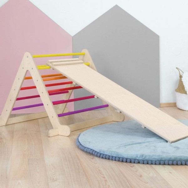 Jeu d'équilibre et motricité Montessori PIKY - couleur bois naturel et couleurs chaudes - Photo n°1