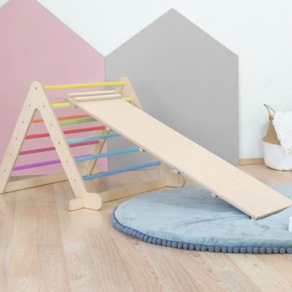Jeu d'équilibre et motricité Montessori PIKY - couleur bois naturel et multicolore pastel - Photo n°1