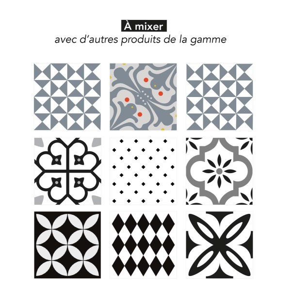 Stickers carrelage 15 x 15 cm - Triangles gris et blanc - Photo n°3