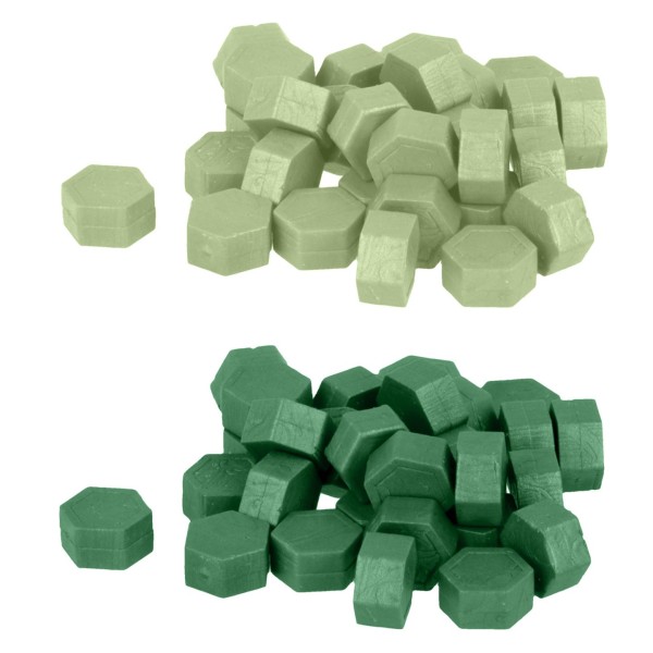 Perles de cire hexagonales - Vert clair + Vert foncé - Photo n°1